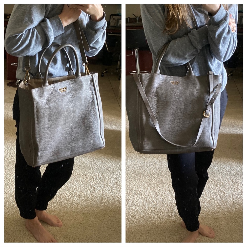 Prada Gray Large Tote Shopper Crossbody Bag Purse - Picture 14 of 16